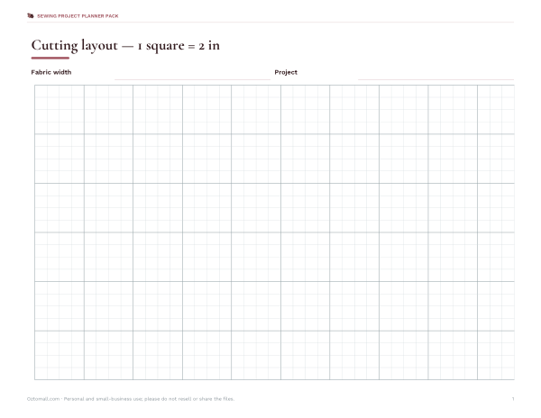 Preview of Printable Fabric Cutting Grid